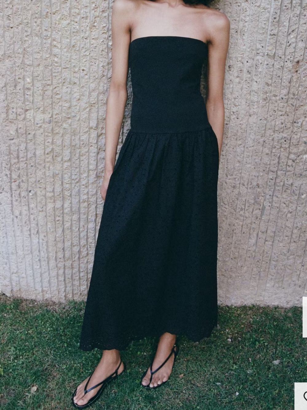 Mango Black Strapless Maxi Dress-Skirt with Eyelet Skirt 1380